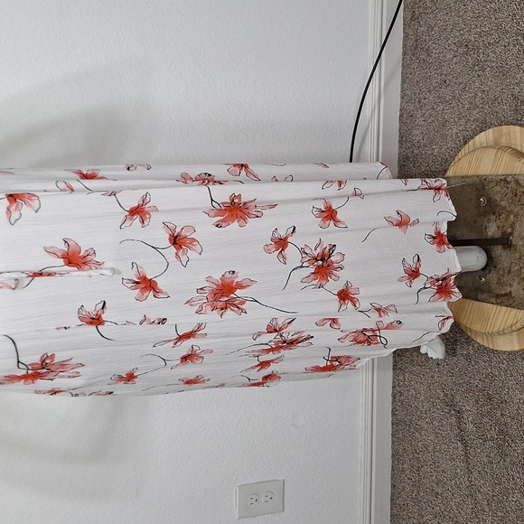 Cotton On White Red Floral Romantic V-Neck Boho High Low Wrap Maxi Dress Size S - Picture 8 of 14
